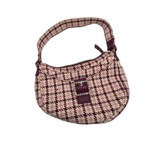 Vtg 90s Y2K American Eagle Outfitters Hand Bag Purse Maroon Tweed Houndstooth